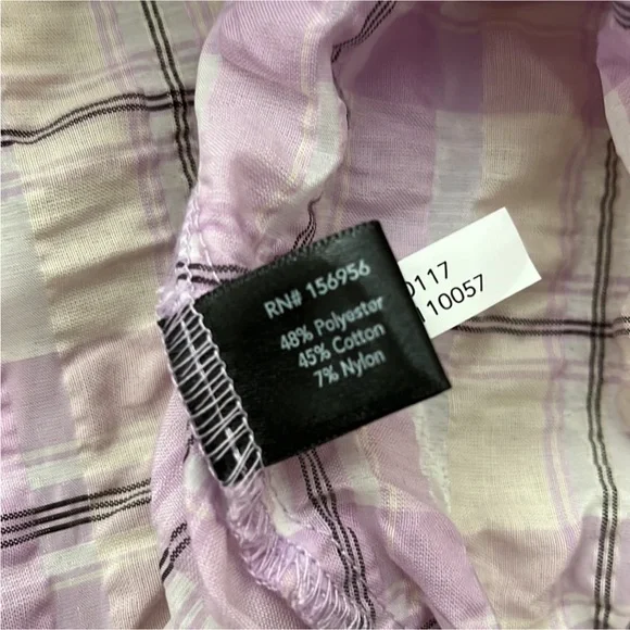 NWT Boston Proper Smocked Plaid Seersucker Dress In Lilac‎ And White. so … - Picture 14 of 15